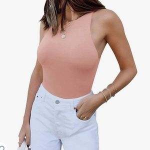 NWT ReoRia women's sexy sleeveless Racer Back halter neck Bodysuit.